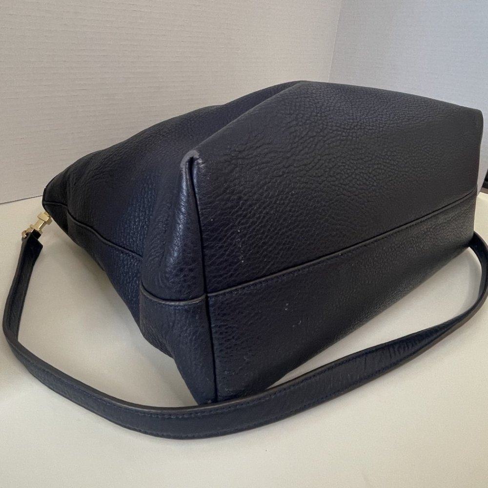 Tory Burch Navy Blue Pebbled Leather Handheld/Shoulder Bag Crossbody - Picture 12 of 15